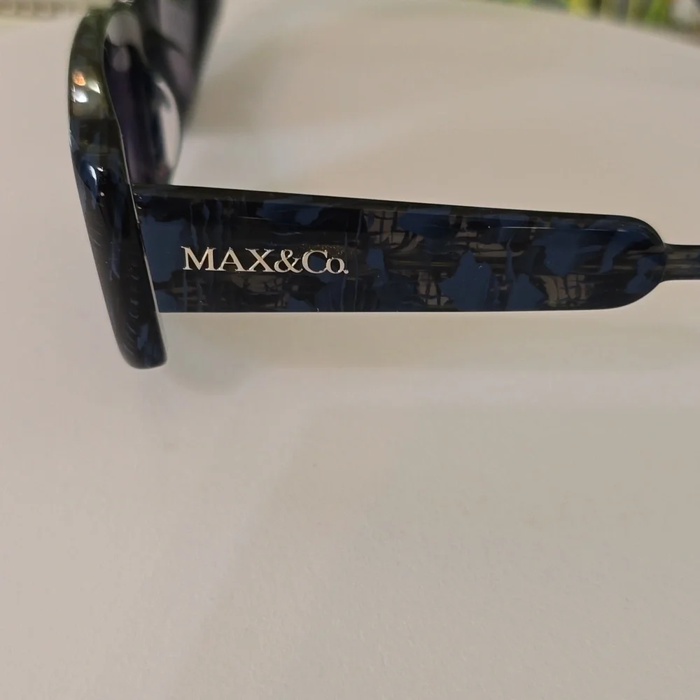 Max & Co Blue Tortoise Rectangular Sunglasses Designer Eyewear